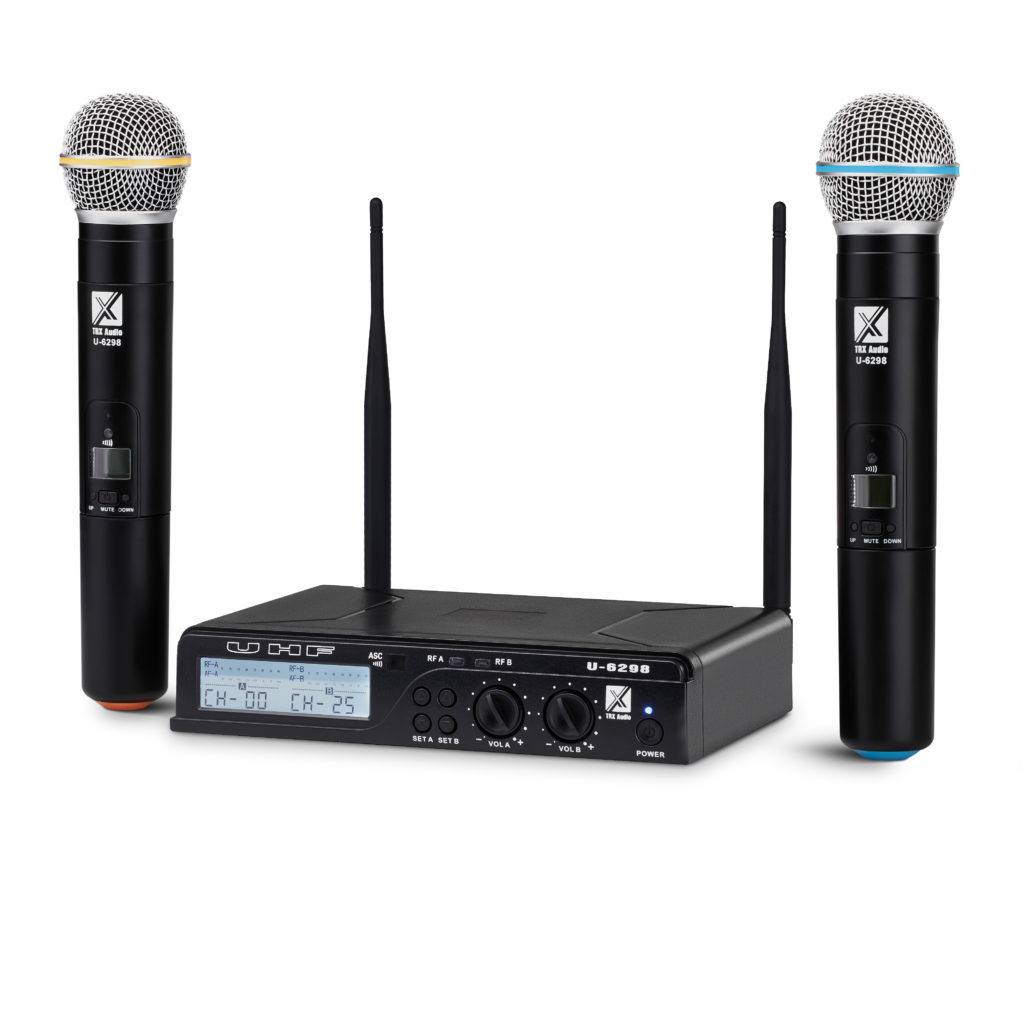 זוג מיקרופונים אלחוטיים מבית TRX Audio U-6298 תדר משתנה — תמונה 2