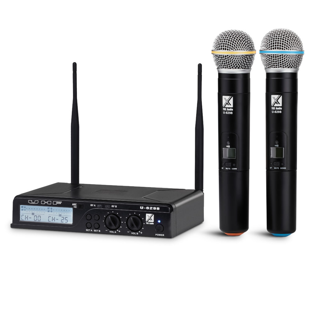 זוג מיקרופונים אלחוטיים מבית TRX Audio U-6298 תדר משתנה