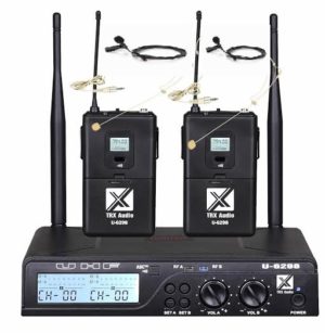 זוג מיקרופון אלחוטי דש מבית TRX Audio U-6298 תדר משתנה