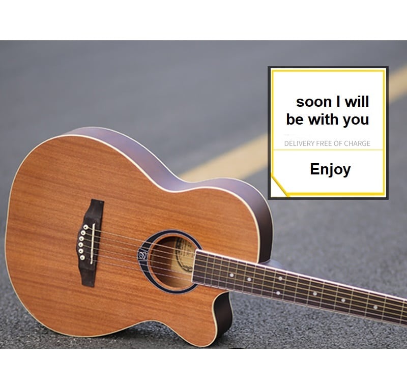 גיטרה אקוסטית מוגברת (גודל מלא) CHARD EB16 Wood Brn — תמונה 2