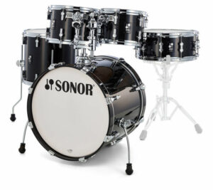 מערכת תופים 5 חלקים ללא אביזרים "20 SONOR AQ2 Studio Set TSB 13114 Transp.Stain Black