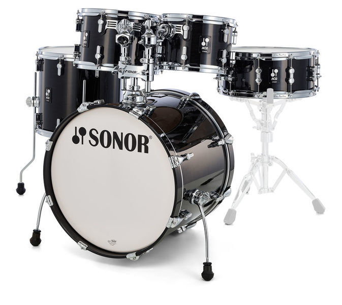 מערכת תופים 5 חלקים ללא אביזרים "20 SONOR AQ2 Studio Set TSB 13114 Transp.Stain Black
