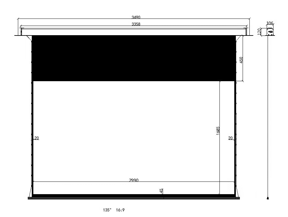 מסך הקרנה חשמלי שקוע תקרה 135" (16:9) Jeason Screen Blue-Diamond — תמונה 10