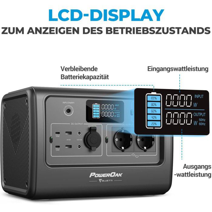 גנרטור חשמלי סולארי BLUETTI PowerOak EB70 | 1000W 716Wh — תמונה 4