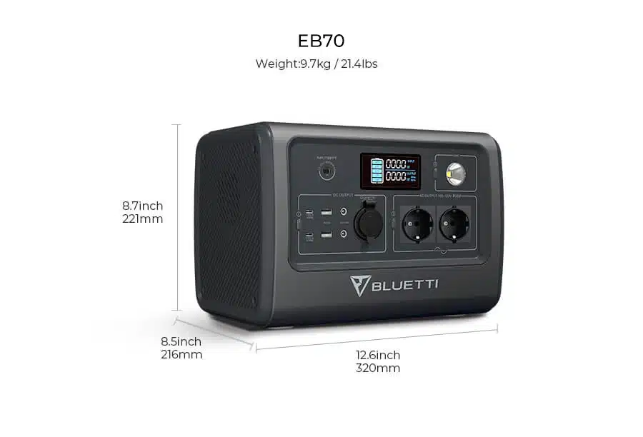 גנרטור חשמלי סולארי BLUETTI PowerOak EB70 | 1000W 716Wh — תמונה 2