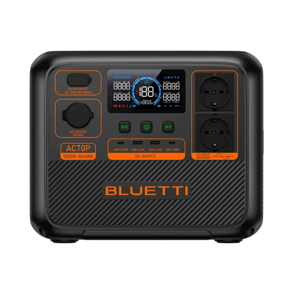 גנרטור חשמלי סולארי BLUETTI AC70P | 1000W 864Wh — תמונה 2