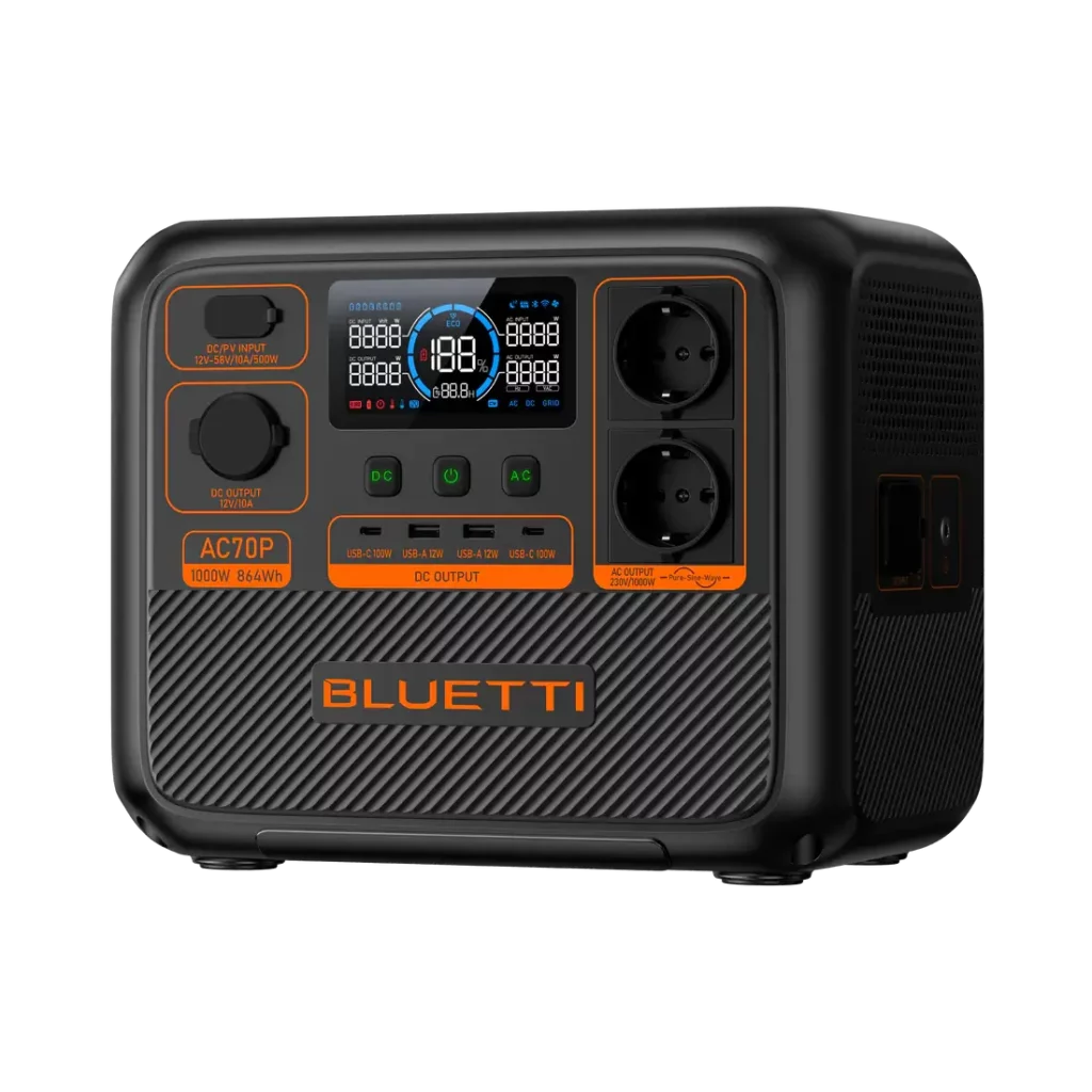 גנרטור חשמלי סולארי BLUETTI AC70P | 1000W 864Wh — תמונה 3