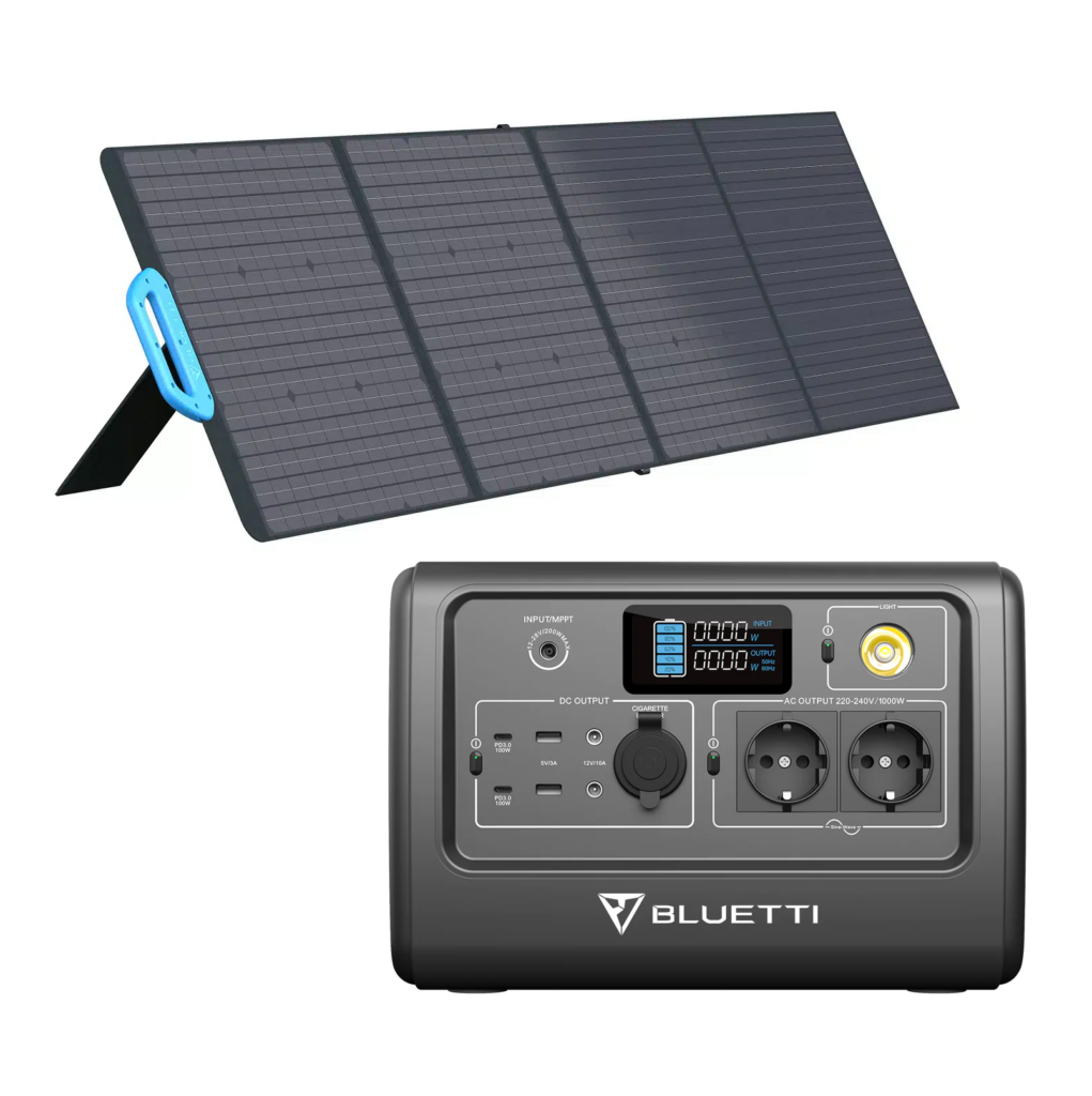 קיט BLUETTI Peak 1000 הכוללת : תחנת כח ניידת 1000W + פאנל סולארי 150W
