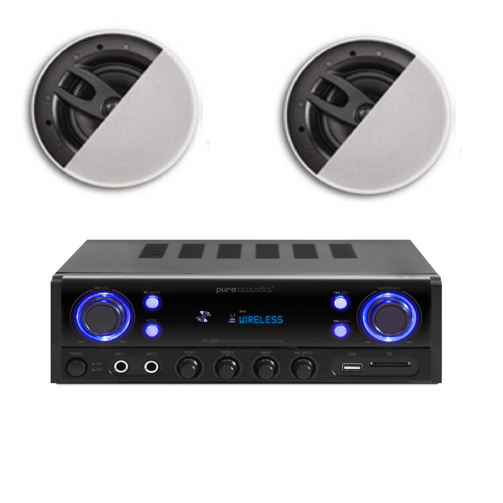 סט רמקולים שקועים OMEGA OW62  ומגבר PURE ACOUSTICS  2085