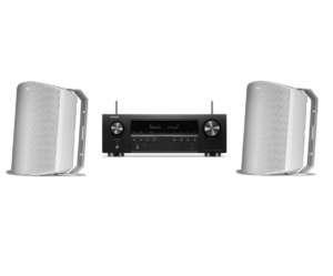 חבילת סאונד לגינה | Polk Audio ATRIUM6  לבן +  מגבר  AVR-X550BT  DENON