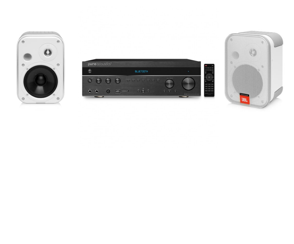 חבילת סאונד | זוג רמקולים  OUT DOOR לגינה JBL דגם CONTROL ONE AW + מגבר  Denon AVR-X550BT