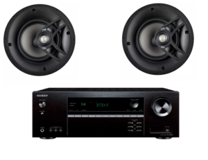 סט זוג רמקולים שקועים  ומגבר ONKYO   POLK