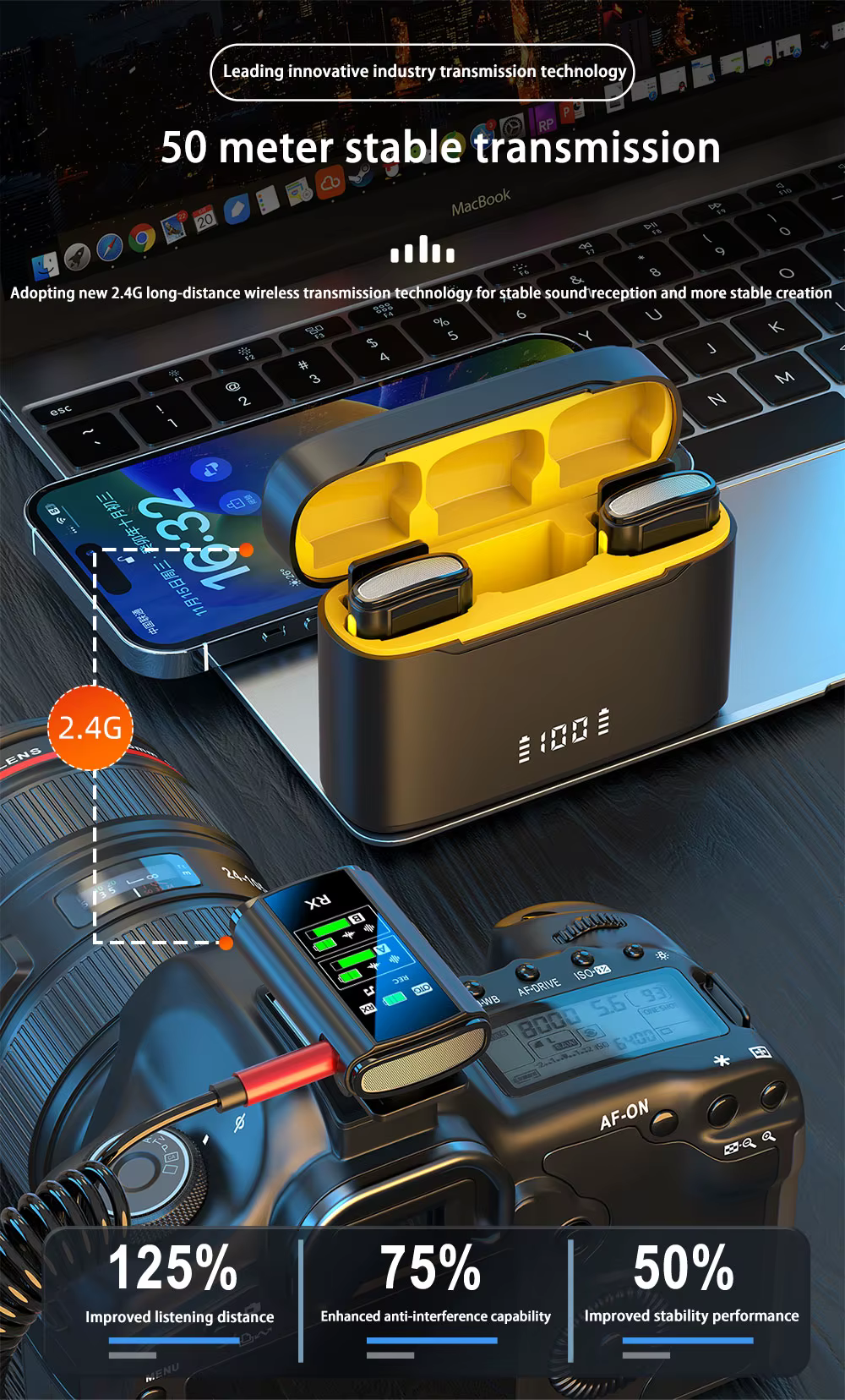 מיקרופון אלחוטי לסמארטפון SNGO S2 Pro — תמונה 6