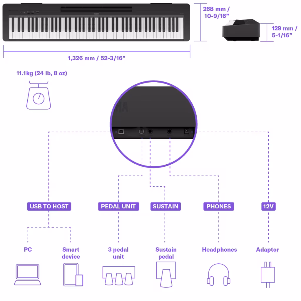 פסנתר חשמלי ימאהה Yamaha P-145 — תמונה 5