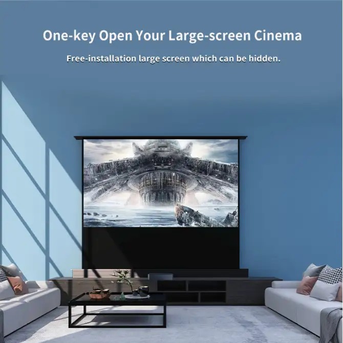 מסך הקרנה חשמלי מדפי למקרן לייזר Jeason Screen בגודל 120" Grey Crystal