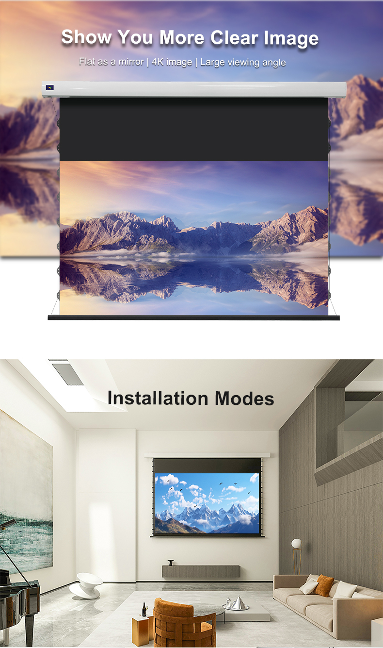מסך הקרנה חשמלי מתיחה תקרתי Jeason Screen בגודל 100″ – טכנולוגיית PET Crystal-TPU 1.5 Gain — תמונה 3